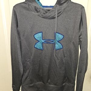 Under Armour Charcoal Hoodie with Aqua Logo